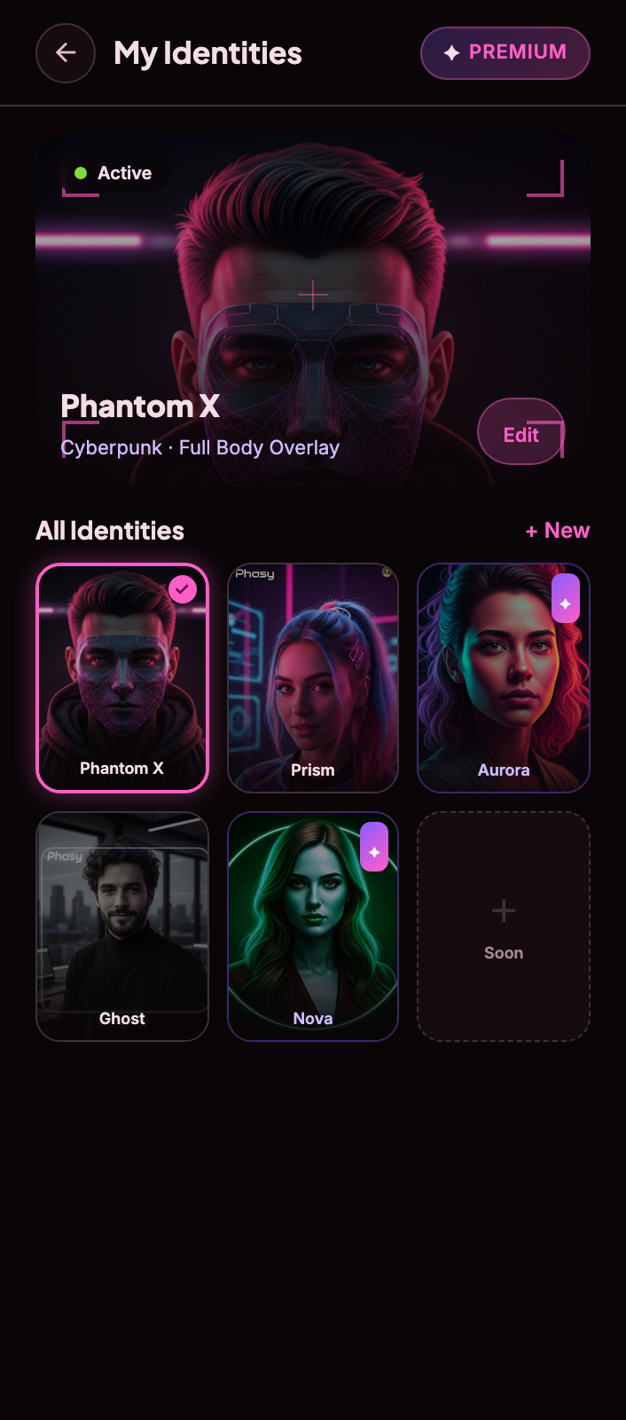 PHASY Premium – My Identities